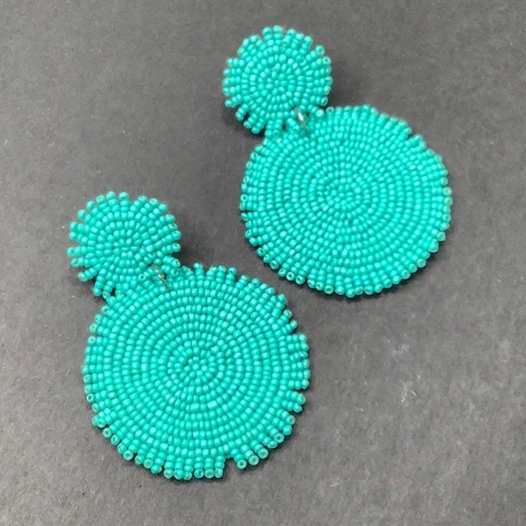 Venus Turquoise large beaded disc statement earrings size 2 EUC - Picture 7 of 8